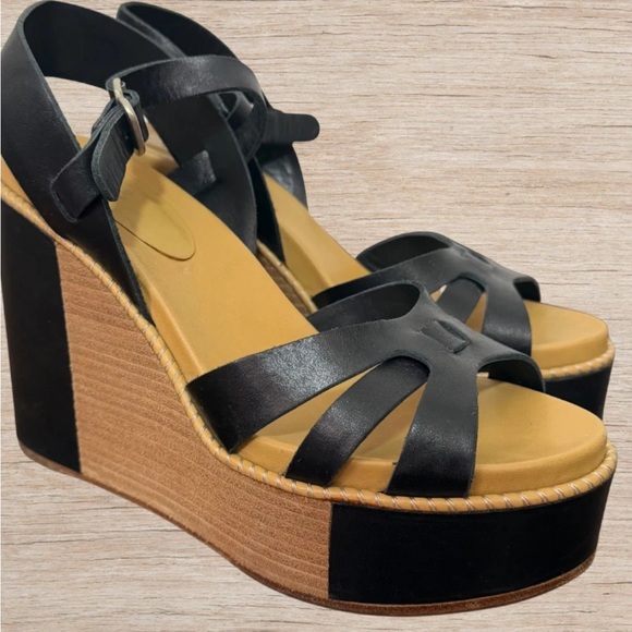 See By Chloe Black and Tan Leather Wedges - Picture 11 of 11